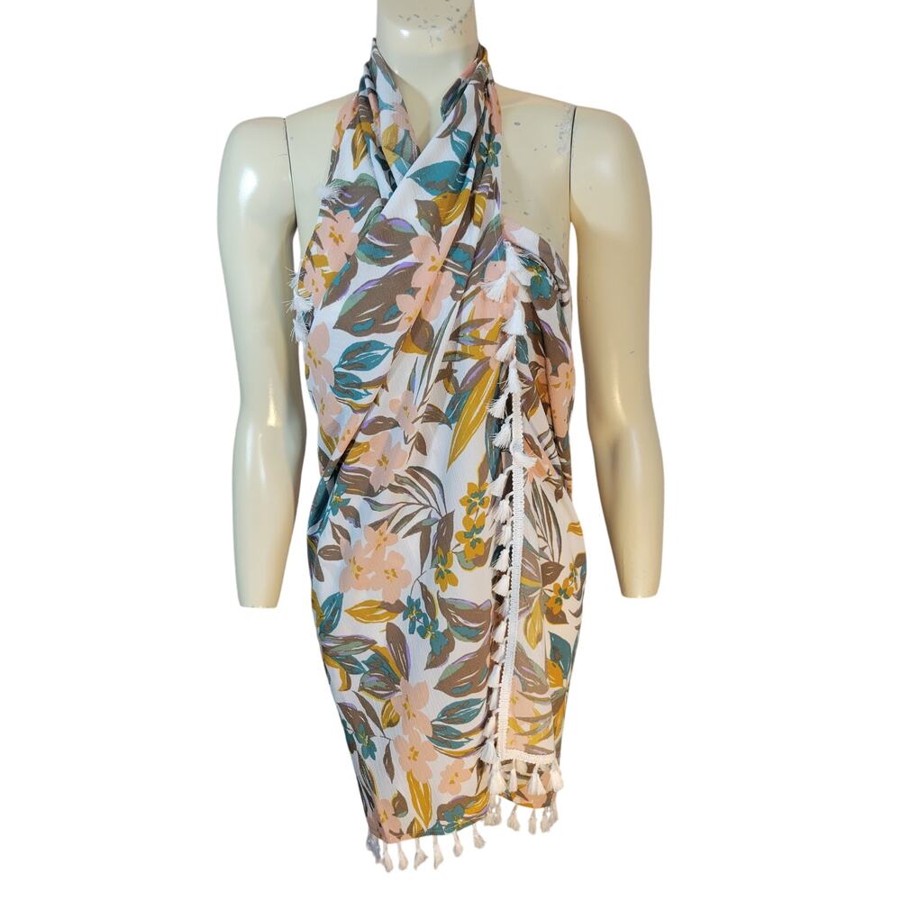 NEW Wrap Side-Tie Pareo‎ scarf dress Tropical Beach Swim Cover Up OS